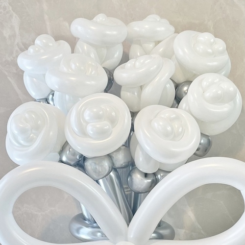 white×silver rose balloon bouquet(M)[2]