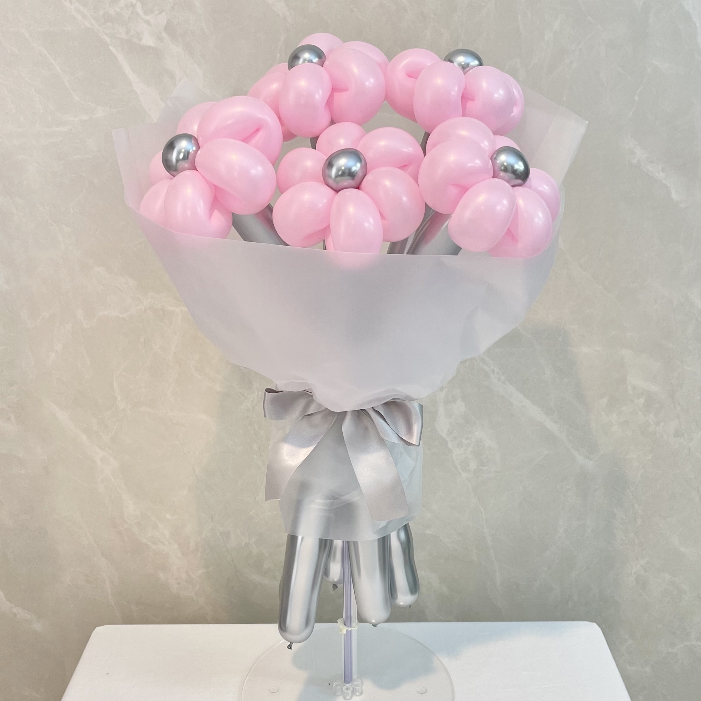 pink×silver balloon bouquet