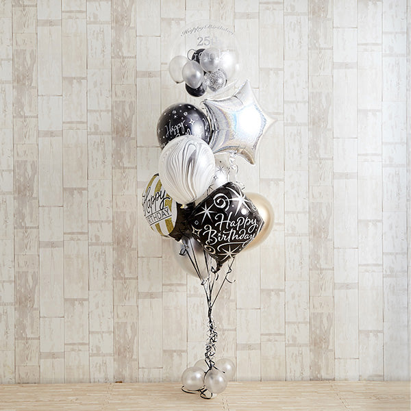 シンプルモノトーン×ゴールドHappy Birthday バルーン