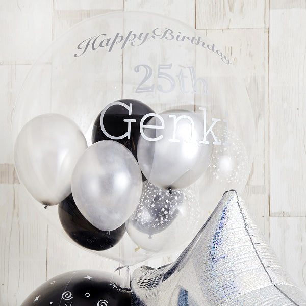 シンプルモノトーン×ゴールドHappy Birthday バルーン