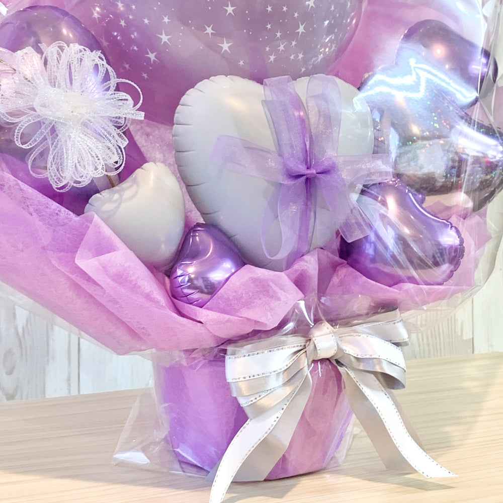 ライラック×ホワイトのハートフルバルーンポット