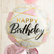 ピンク×シルバーのクールキュートBirthday Balloon