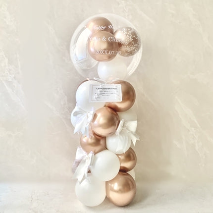 リボン・エレガントローズゴールドバルーンスタンディング