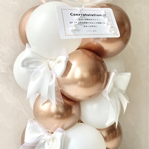 リボン・エレガントローズゴールドバルーンスタンディング