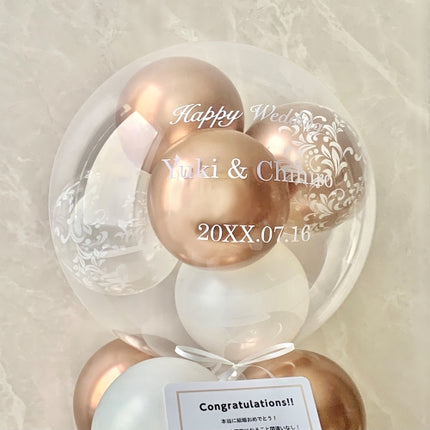 リボン・エレガントローズゴールドバルーンスタンディング
