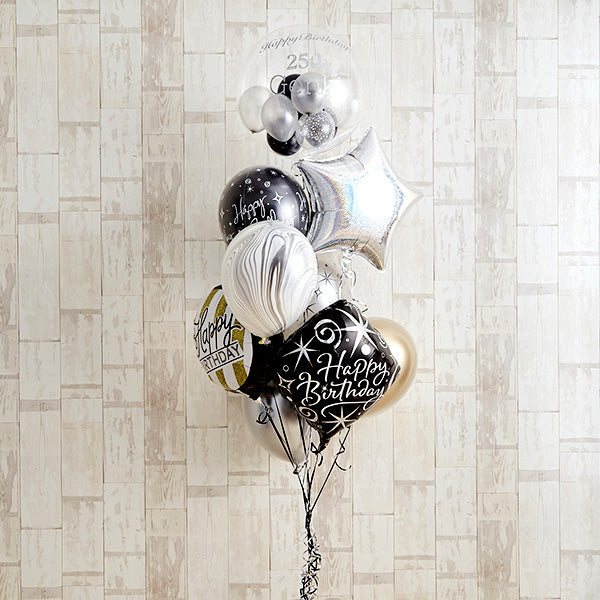 【廃盤】シンプルモノトーン×ゴールドHappy Birthday バルーン