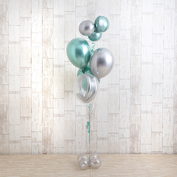 存在感抜群！メタリックグリーン×シルバーバルーン