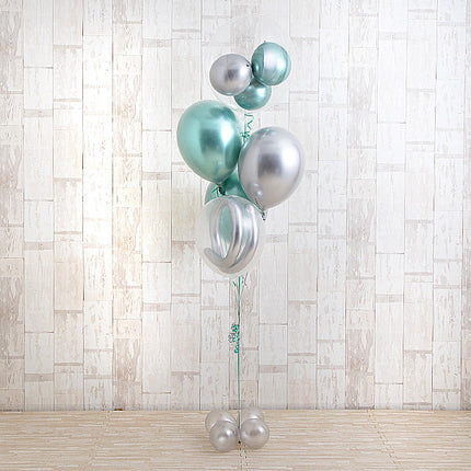 存在感抜群！メタリックグリーン×シルバーバルーン