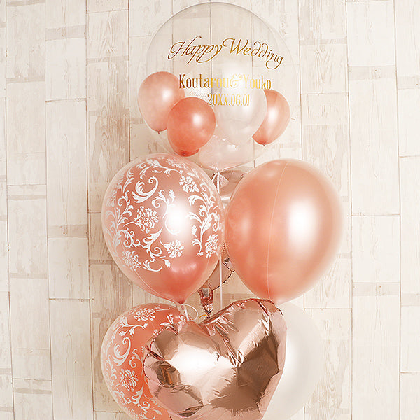 ローズピンク×ダマスクモチーフ・エレガントスタンディングアレンジ