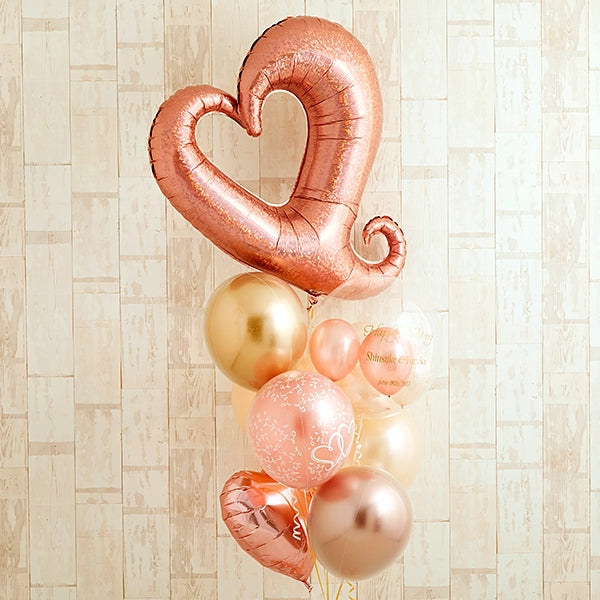 ホールハートのローズピンクアレンジ