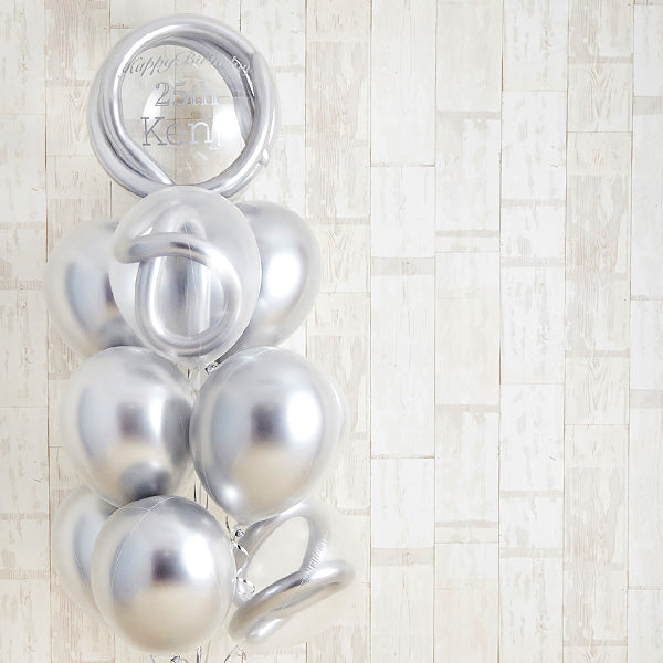 シルバーメタリックバースデーバルーン