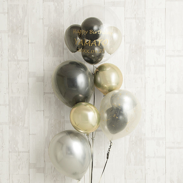 漆黒ブラック×ゴールドペインテッドバルーン