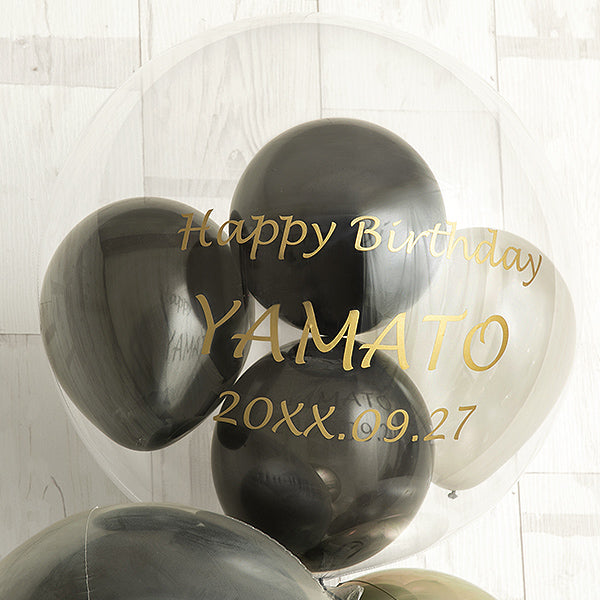 漆黒ブラック×ゴールドペインテッドバルーン