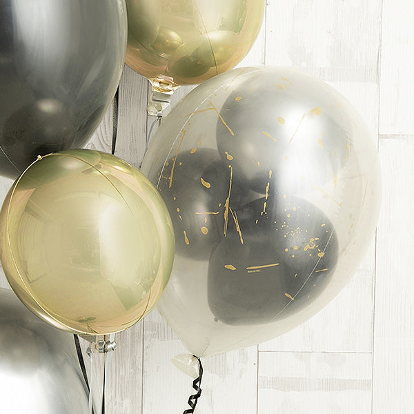 漆黒ブラック×ゴールドペインテッドバルーン