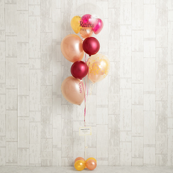 ワインレッドがアクセント！ヌーディピンクバルーン