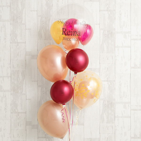 ワインレッドがアクセント！ヌーディピンクバルーン