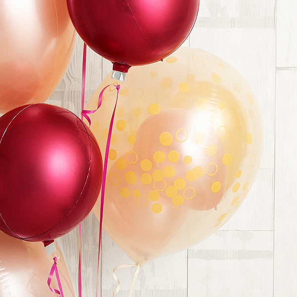 ワインレッドがアクセント！ヌーディピンクバルーン