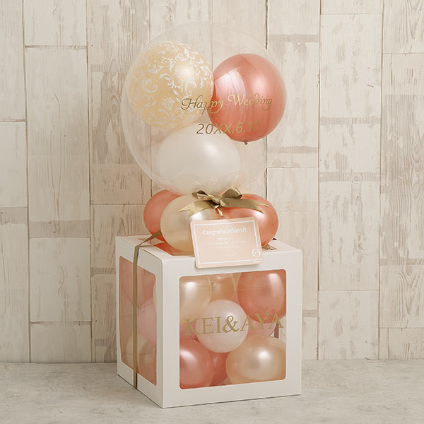 ローズピンクフィリグリーバルーンキューブボックス