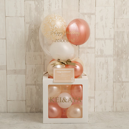 ローズピンクフィリグリーバルーンキューブボックス