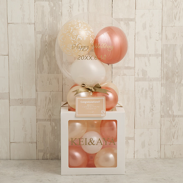 ローズピンクフィリグリーバルーンキューブボックス