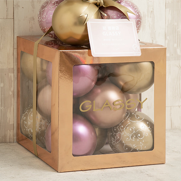 モーヴ×ゴールドフィリグリーバルーンキューブボックス