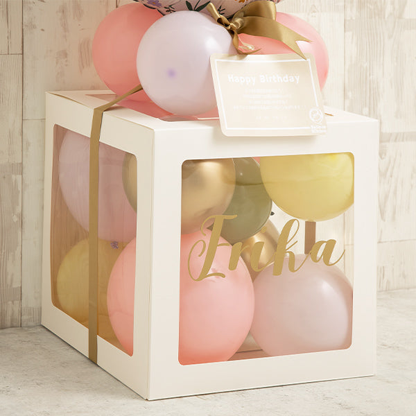 ハッピーフラワーバースデーバルーンキューブボックス