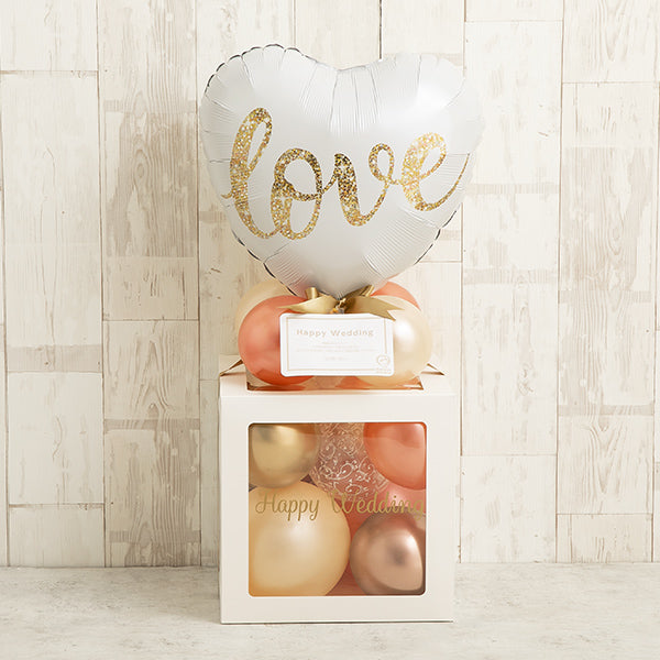 ホワイトハートバルーンキューブボックス