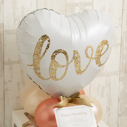 ホワイトハートバルーンキューブボックス