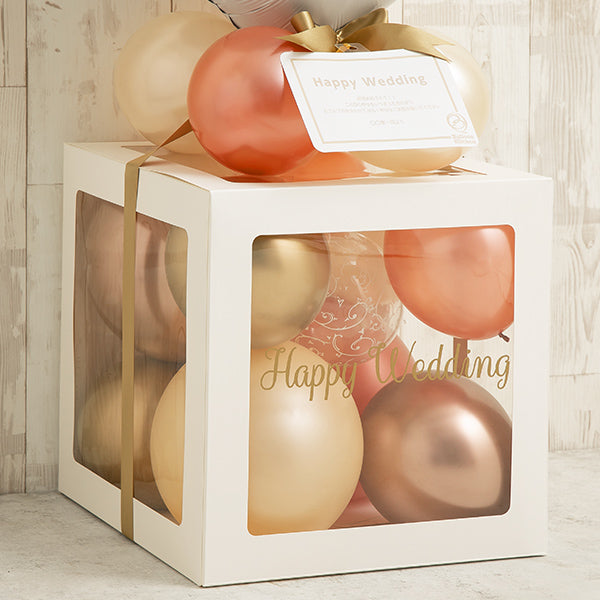 ホワイトハートバルーンキューブボックス