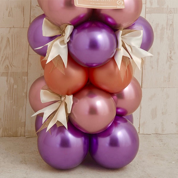 リボンパールパープルバルーンミディアムスタンド