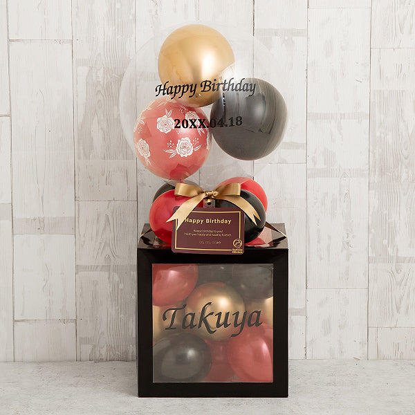 ブラックローズバルーンキューブボックス