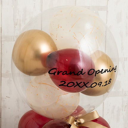 レッド・ゴールドでラグジュアリーなバルーンキューブボックス