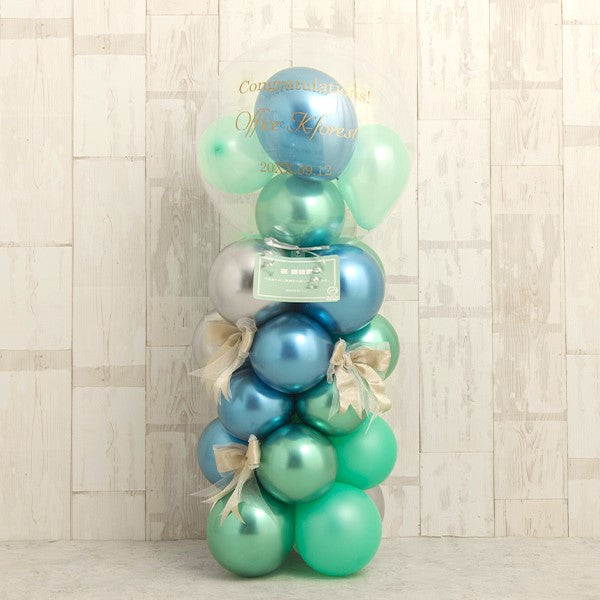 大人のためのマットブルー＆グリーンリボンミディアムスタンド