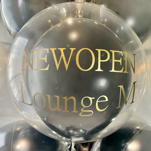 煌めくオニキスブラック×シルバーヘイローリングバルーン