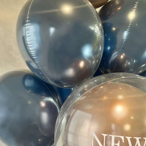 インディゴブルー×ブロンズ ロイヤルヘイローリングバルーン